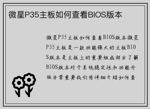 微星P35主板如何查看BIOS版本